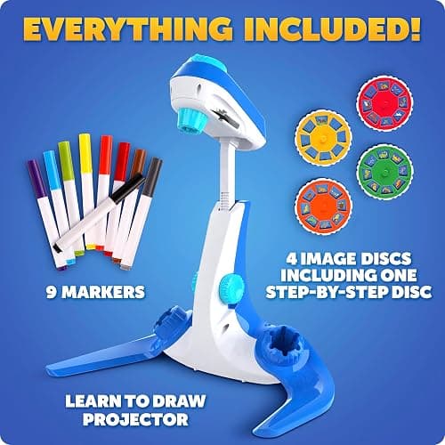 Blue Marble Learn to Draw Projector - Kids Image Projector for Tracing with 9 Colorful Markers & 4 Image Discs with 25 Animals, Dinos & Creatures to Draw, Patent-Pending Drawing Projector for Kids thumbnail 5