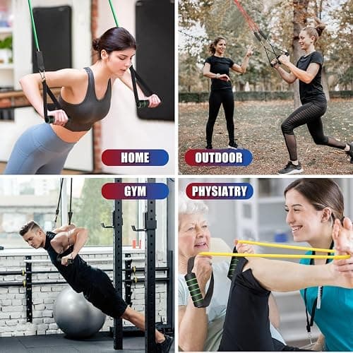 WIKDAY Exercise Resistance Bands with Handles for Working Out, 150/200/250/300 lbs Workout Bands Set with Door Anchor for Physical Therapy, Yoga, Pilates thumbnail 7