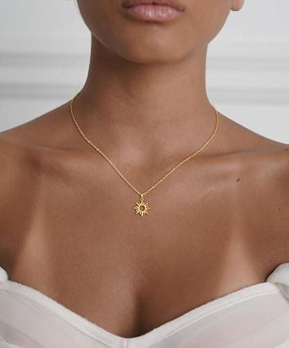 CHESKY Layered Necklaces for Women Trendy, Dainty 14k Gold Plated Pendant Necklace Layering Necklace for Women Non Tarnish Hypoallergenic Sun Gold Necklace Stack Gold Jewelry for Women Gifts thumbnail 4
