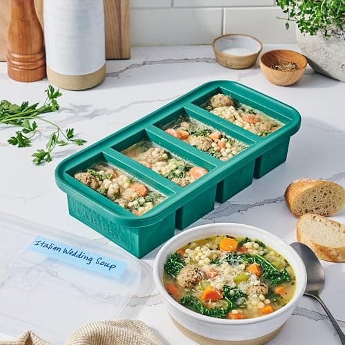Souper Cubes 1 Cup Silicone Freezer Tray with Lids, Perfect for Storing Broth, Leftovers, Rice, Sauce and More, Silicone Soup Freezer Molds for Meal Prepping - Kale - 2-Pack thumbnail 4