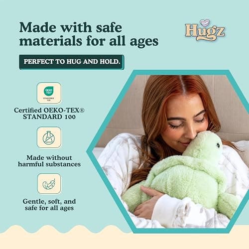 Hugz Official Shelly The Turtle – Premium Weighted Stuffed Plushie 3.8 lb for Adults & Kids – Microwavable Stuffed Animal – Heatable & Coolable – Super Soft Fur – Gift Ready Tube Packaging thumbnail 5