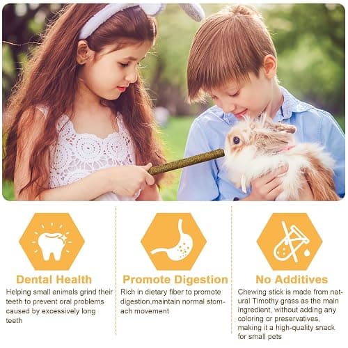 52Pcs Rabbit Chew Sticks, Guinea Pig Toys, Natural Timothy Grass Molar Teeth Stick, Mixing Flowers, Roses, Calendula and Forget Me Not, Small Animals Treats thumbnail 3