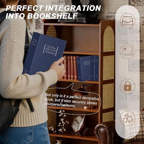CMFTGDS Diversion Book Safe with Key Lock – Hidden Storage Box, Dictionary Secret Safe Can for Cash, Jewelry & Valuables, 10.4"x7.8"x2.5", Blue thumbnail 7