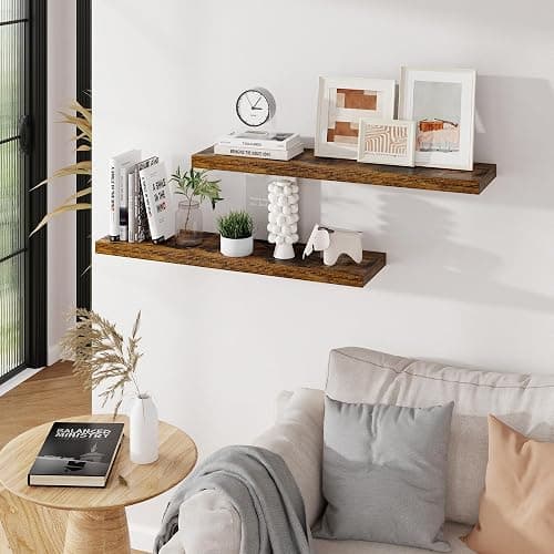 Feihorrm 90CM Long Floating Shelves Set of 2, 23.5cm Deep Rustic Wall Shelf, Modern Style, 2 Shelves, Wall-Mounted, Unisex, Living Room thumbnail 5