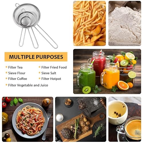 ipow Edelstahl Sieb Küchensieb Set 7/12 / 18cm, feinmaschig Kochsieb für Küche Mehl Quinoa Reis Nudeln Puderzucker und Mehr - mit Verstärktem Griff geschaffen thumbnail 7