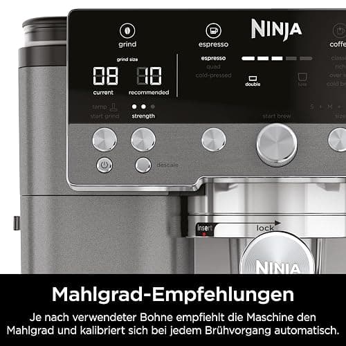 Ninja Luxe Premier 3-in-1 Kaffeemaschine, für Espresso, Cold Brew & Filterkaffee, 4 automatische Schaumeinstellunge, Grau-Metall, ES601EUGM thumbnail 5
