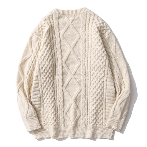 Aelfric Eden Oversized Knit Sweater Solid Vintage Pullover Sweater Unisex Woven Crewneck Knitted Tops - Khaki - X-Large thumbnail 6