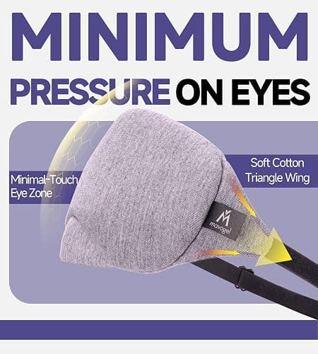 Mavogel Cotton Sleep Eye Mask - Updated Design Light Blocking with Adjustable Nose Bridge, Soft and Comfortable Night Eye Mask for Men Women, Eye Blinder for Shift Work, Includes Travel Pouch, Grey thumbnail 5