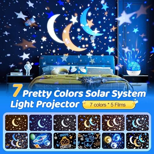 Solar System for Kids Projector Night Light, 360°Rotating+5 Films Planet Space Projector for Bedroom, Bright Night Light for Boys Room, Space Toys for Kids 3-5, Solar System Planet Toys for Boy Gifts thumbnail 3