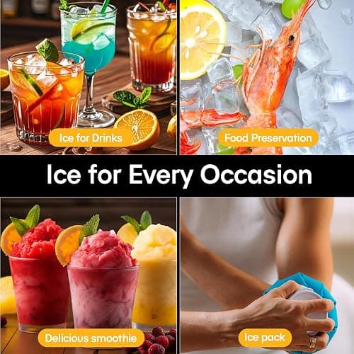 NEWBULIG Nugget Ice Makers Countertop, Portable Nugget Ice Machine, Ready in 6 Mins, 24lbs in 24Hrs, Auto-Cleaning, with Basket and Scoop, for Home, Kitchen, RV, Camping, Black thumbnail 9