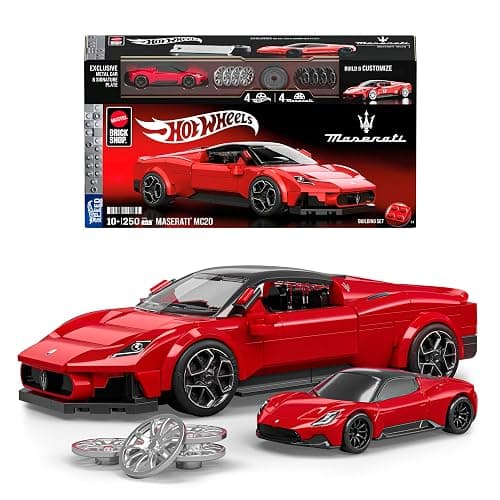 Mattel Brick Shop Hot Wheels Speed Series Building Set, Maserati MC20 with 250 Pieces, Realistic Details and Custom Decals, Adult Collectors and Kids Ages 10+ - Image 1