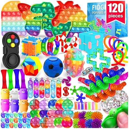 MOZACI Fidget Toys, 120 Pack Fidgets Set Stocking Stuffers for Kids Party Favors Autism Sensory Toy Bulk Adults Kids Boys Girls Teens Stress Autistic ADHD Anxiety Carnival Treasure Classroom Prizes - 120 thumbnail 9