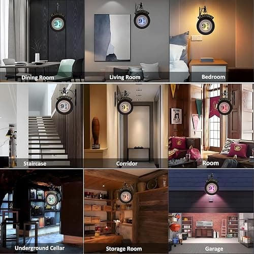 DOMSCIEN 9¾ Platform Hanging Night Light Platform 9 3/4 Sign- Remote Control Hanging Wall Lamp Halloween Decorations Holiday Magic Lamp Gift for Movie Fans（Red） thumbnail 5