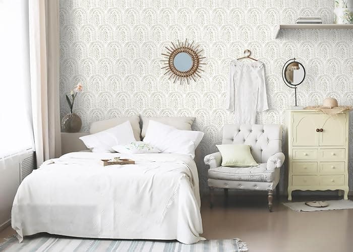Micpolo Boho Peel and Stick Wallpaper Removable Wall Paper Neutral Contact Paper Removable Peel and Stick Brown and White Self-Adhesive Wallpaper for Bathroom Bedroom Kitchen Wall Decor 17.3" x 118" - 17.3" x 118" - Light Brown and White thumbnail 8