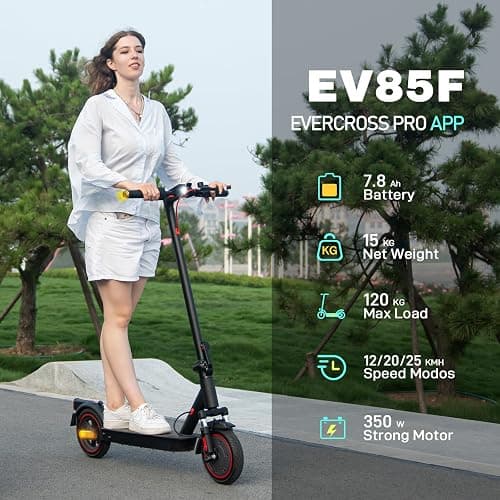 EVERCROSS EV85F Monopattino Elettrico Adulto, 8,5'' Scooter Elettrico Pieghevole - APP, Motore da 350W, Batteria da 7,8AH, Peso di 15KG, Carico Massimo 120KG, Doppio Freno, Doppio Ammortizzatore thumbnail 2