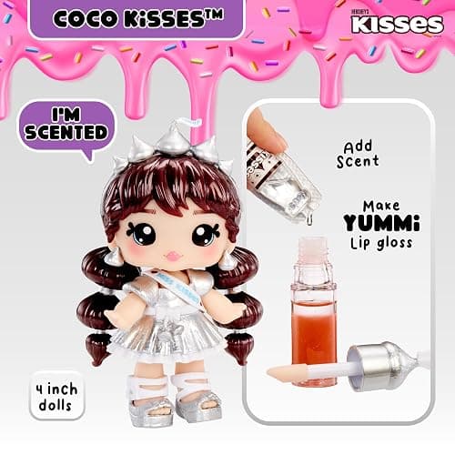 Yummiland x Licensed Sweets Lip Gloss Doll: HERSHEY'S KISSES Includes DIY Lip Gloss + Removable Keychain, Cosmetic Play, Collectible, Ages 4+ thumbnail 4