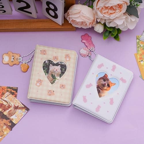 2 Pieces Photocard Binder Album, Mini Photo Album Kpop, 3 Inch Kpop Love Heart Hollow Photocard Binder, Mini Photo Card Book Holder (Style 1) thumbnail 5