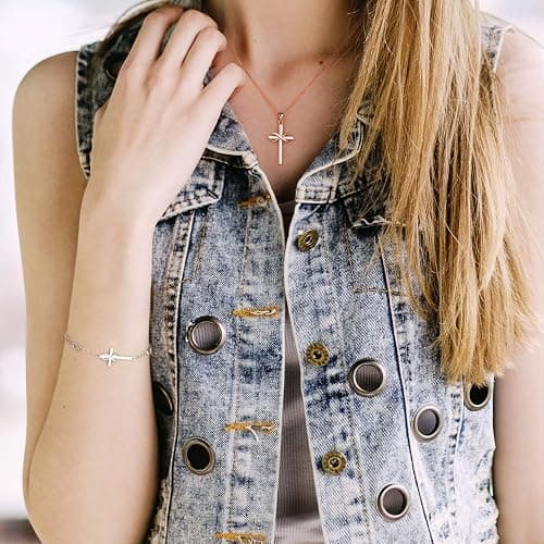 AmorAime 925 Sterling Silver Cross Necklace for Women Infinity Necklace 14K Rose Gold Plated Necklaces thumbnail 6
