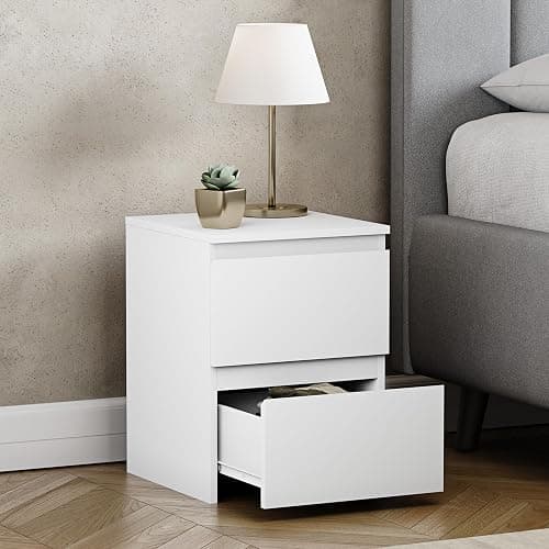 Vida Designs Denver Table de Chevet 2 tiroirs Blanc thumbnail 7