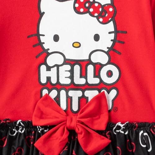 Hello Kitty Sanrio Girls 2 Pack Long Sleeve and Short Sleeve Dresses for Toddlers and Big Kids thumbnail 2