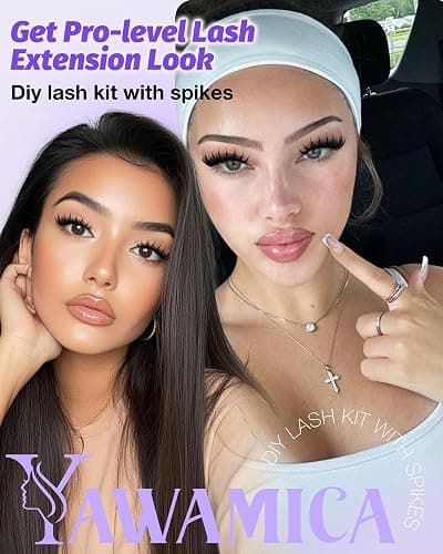 Volume Lash Clusters Kit with Spikes Manga Eyelash Clusters Wispy Cluster Eyelash Extensions Kit 12-20mm D Curl Spiky Individual Lashes DIY Lash Extension Kit with Quick-Dry Bond & Seal, Lash Tweezer thumbnail 2