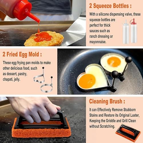 N NOBLE FAMILY 38PCS Griddle Accessories Kit, Professional Grill Tools Set for Outdoor Barbecue, Stainless Steel Griddle Spatula Set with Tongs, Smash Burger Press, Carry Bag, Perfect Grilling Gifts thumbnail 7
