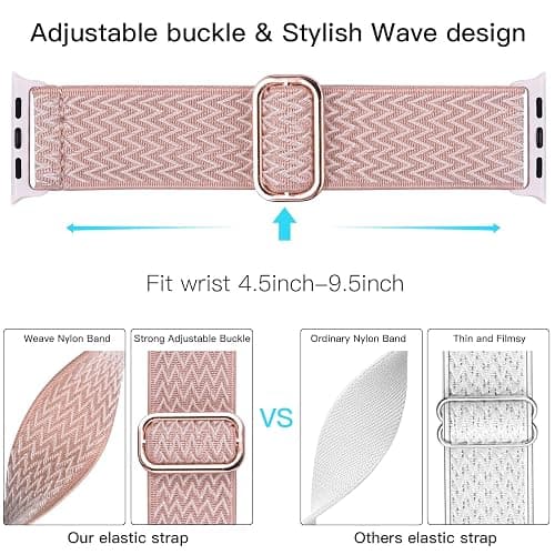 Lerobo Nylon Stretchy Solo Loop Watch Band, Compatible with Apple Watch Series 11-1, SE/Ultra 3 2 1 38/40/41/42/44/45mm/46mm/49mm, Adjustable Replacement Strap for Women Men thumbnail 3