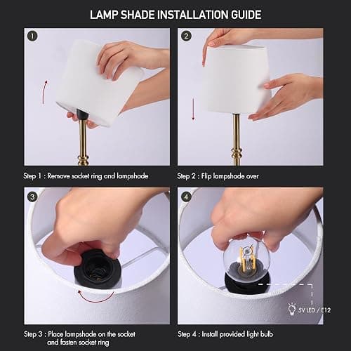 O’Bright Seraph - Cordless LED Table Lamp with Dimmer, Built-in Rechargeable Battery, 3-Level Brightness, Patio Table Lamp, Bedside Night Lamp, Ambient Light for Restaurant, Antique Brass thumbnail 8