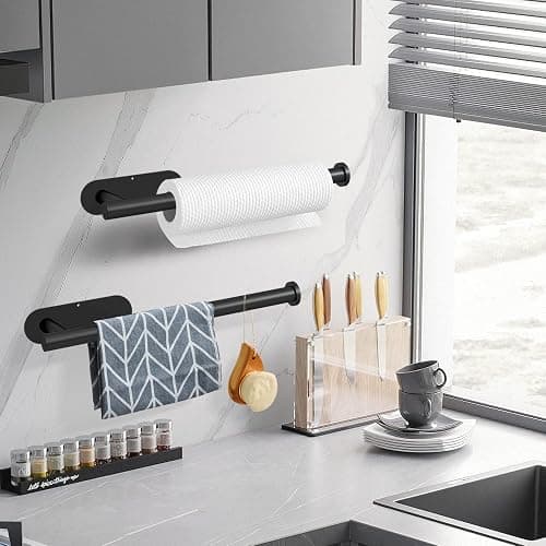 DEKAVA Paper Towel Holder Under Cabinet Wall Mount for Kitchen Paper Towel, Self-Adhesive Paper Towel Bar, Paper Towel Rack, SUS304 Stainless Steel 13 inch thumbnail 2