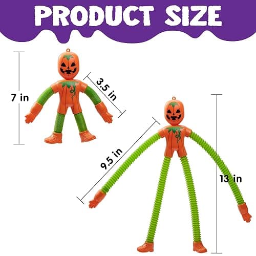 JOYIN 4 PCS Halloween Sensory Stretchy Toys, Stress Relief Telescopic Pop Tube Toys, Halloween Party Favors Children Gift, Frankenstein, Pumpkin, Skeleton, Kids Autisms thumbnail 3
