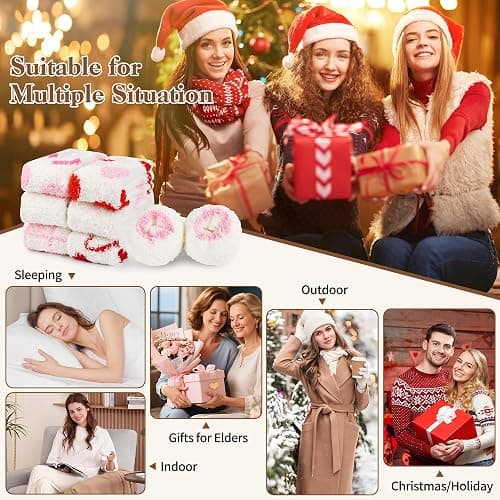 MARTIZA Womens Fuzzy Socks,6 Pairs Cozy Plush Fluffy Slipper Warm Soft Sleep Socks for Women Men Gifts thumbnail 6