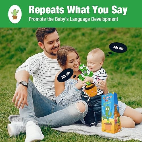 Ayeboovi Dancing Talking Cactus Baby Toys, Interactive Toy Repeating Records What You Say, Volume Adjustable Singing Cactus Toddler Toys with 120 Songs, Stocking Stuffers for Kids thumbnail 4