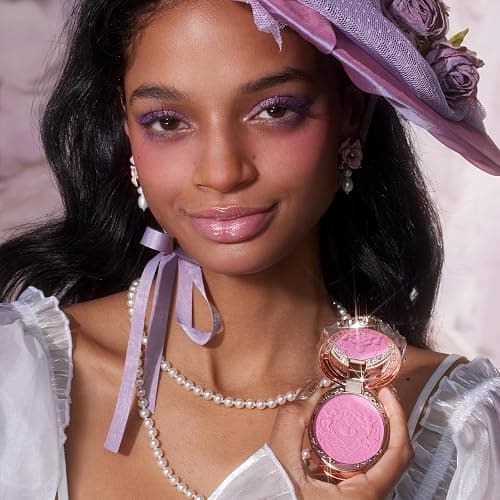 Flower Knows Strawberry Rococo Embossed Blush,Mauve Berry Rose Matte Powder Blush for Cheeks,Buildable & Blendable Face Makeup,Long-Lasting Cute Make Up for Women & Girls,0.16 Oz(G02 Little Cranberry) thumbnail 4