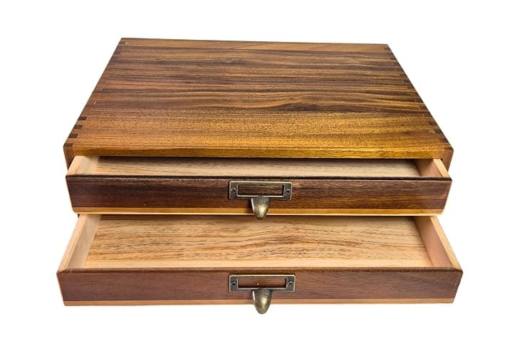 Générique Caisson de Rangement Bois Vintage/tiroirs A4 pour Bureau ou Maison, 2 tiroirs / 2 Niveaux – Organiseur de Bureau élégant, Finition Naturelle thumbnail 3