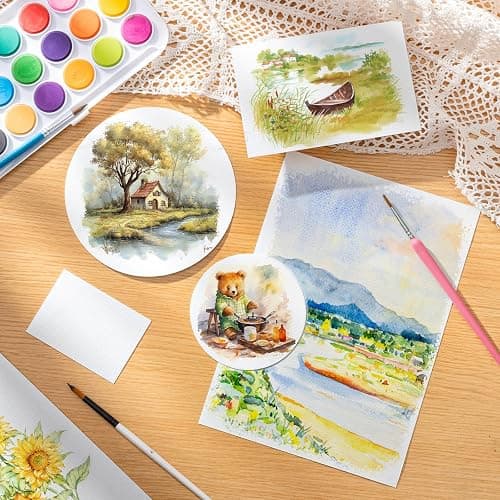 50 Sheets Watercolor Paper Bulk, 8 Sizes White Water Color Paper 140 lb/300 GSM Cold Press Watercolor Paper Easter Gifts for Beginner Artists Child Students Adults Drawing thumbnail 5