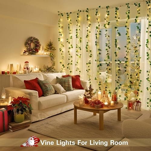 JMEXSUSS Vines Lights for Bedroom, 200 LED Vines Fairy Lights, Artificial Ivy Leaf Light for Wall Curtain Wedding Party Indoor Decor, 6.5ft x 6.5ft with Remote thumbnail 3