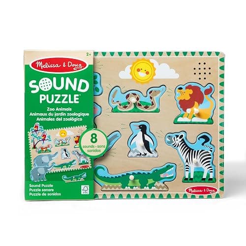 Melissa & Doug Zoo Animals Sound Puzzle – 8-Piece Wooden Peg Puzzle with Light-Activated Sounds, Music Learning Toy for Toddlers and Preschoolers Ages 2+ thumbnail 3