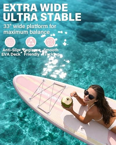 TIGERXBANG Inflatable Stand Up Paddle Board with SUP Board Accessories, Anti-Slip EVA Deck, 11'/10'6'' Paddleboard for Adults & Youth - All Skill Levels thumbnail 3