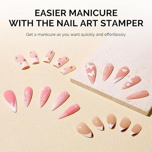 MelodySusie French Tip Tool, Nail Stamp, 2 Stamping Plates, 6PCS | Clear Silicone Nail Stamper, 2 Replacement Heads, 1 Scraper, 2 Stamping Plates, French Manicure Stamp, Nail Art Stamper, DIY thumbnail 7