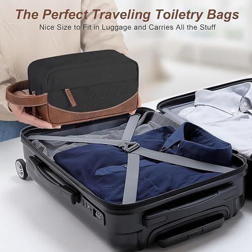 Ezday Travel Toiletry Bag for Men, Hanging Toiletry Organizer, Water Resistant Shaving Kit with Large Capacity for Travel Accessories (Black, Medium) thumbnail 7