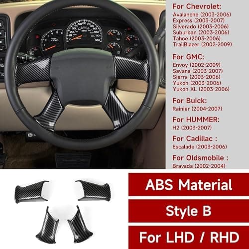 4PCS Car Trim Cover Carbon Style ABS Decal Sticker Compatible with Chevy Silverado Suburban Tahoe Avalanche Express GMC Sierra Yukon Savana 2003-2006 / Trailblazer 2002-2009 Accessories (Style B) thumbnail 2