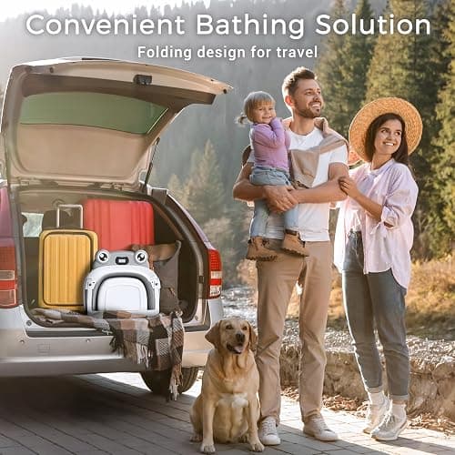Baby Bathtub, Collapsible Newborn Bathtub for Infant to Toddler 0-24 Months with Soft Cushion and Thermometer,Portable Travel Newborn Tub with No-Slip Feet, Baby Shower Gifts,Grey thumbnail 7
