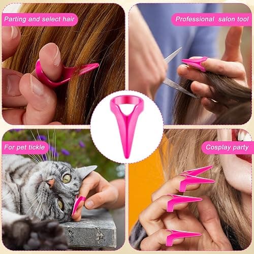 Hicarer 10 Pieces Stitch Tool for Braids Aid Finger Ring Hair Parting Tool Retro Metal Claws Rings for Hair Braiding Supplies Halloween Cosplay Nail Art Holiday Party(Rose Red) thumbnail 5