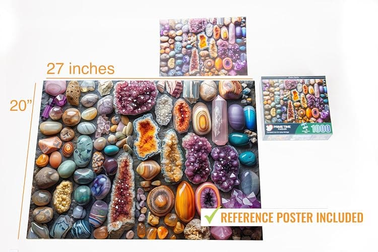 Prime Time Puzzles 1000 Piece Rock Jigsaw Puzzle for Adults - Colorful Crystals and Healing Stones - Challenging Puzzle Perfect for Game Nights - Unique and Difficult - 20x27 inches (Chakra Rockin) thumbnail 3