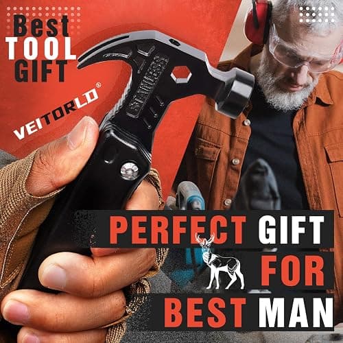 VEITORLD Christmas Stocking Stuffers, Gifts for Men Dad, Anniversary Birthday Gifts Idea for Him Husband Boyfriend, All in One Tools Hammer Multitool, Camping Hunting Hiking Xmas Presents, Cool Gadget thumbnail 6