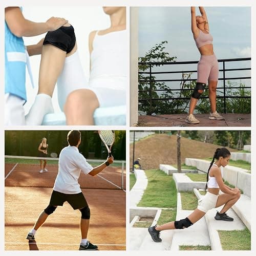 Knee Brace with Side Stabilizers for Knee Pain, Adjustable Knee Support for Meniscus Tear ACL MCL Arthritis Injury Recovery, Breathable Knee Wrap for Men & Women, Workout, Sports (Black, Medium) - Medium - Black thumbnail 6