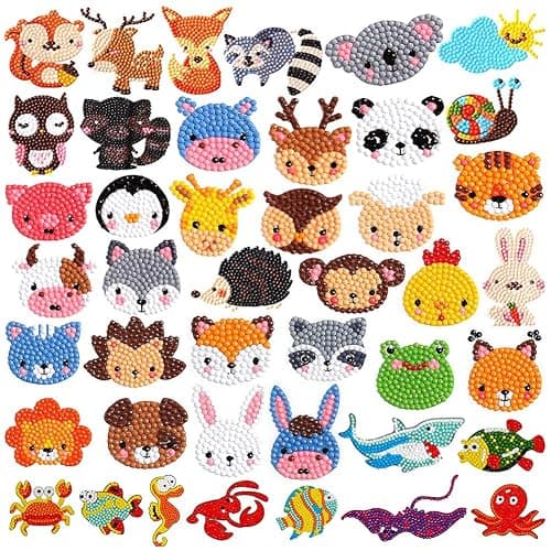 Labeol Diamond Art Kits for Kids Boys and Girls Ages 6-8-10-12 Easy to DIY Creative Diamond Art Sticker Craft by Numbers Kits for Kids and Adult Beginners (Animal) - Image 1