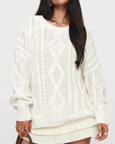 BTFBM Casual Women Long Sleeve Sweater 2025 Fall Ribbed Knit Pullover Loose Crewneck Cable Sweater Jumper Tops thumbnail 2