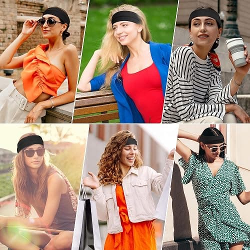 Headbands for Women, 8pcs Stretchy Non Slip Soft Cotton Cloth Hair Bands for Sports, Workout, Yoga and Running thumbnail 3