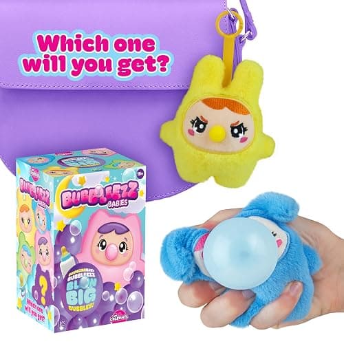 ORB Bubbleez Babies Plush Keychain Charms Assorted Blind Box - 1 Individual Bubbleez Baby Fidget Toy - Squeeze To Blow Big Bubble - Collectible Charm Squeeze Toys for Backpacks Keys Handbags More thumbnail 2
